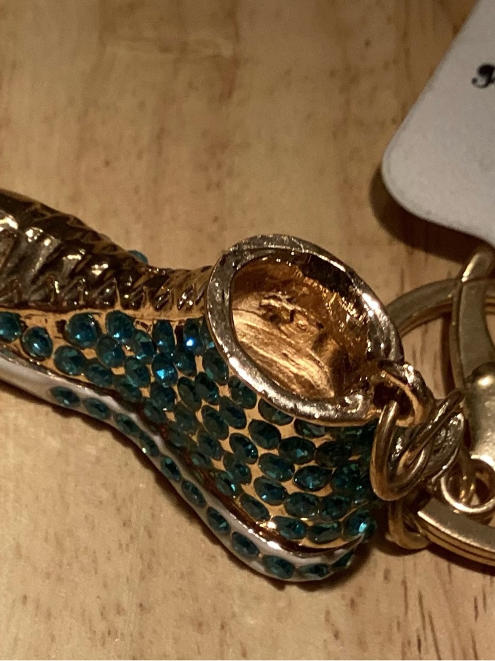 Rhinestone Turquoise Embellished Sneaker Keychain or Bag Charm - Picture 4 of 5